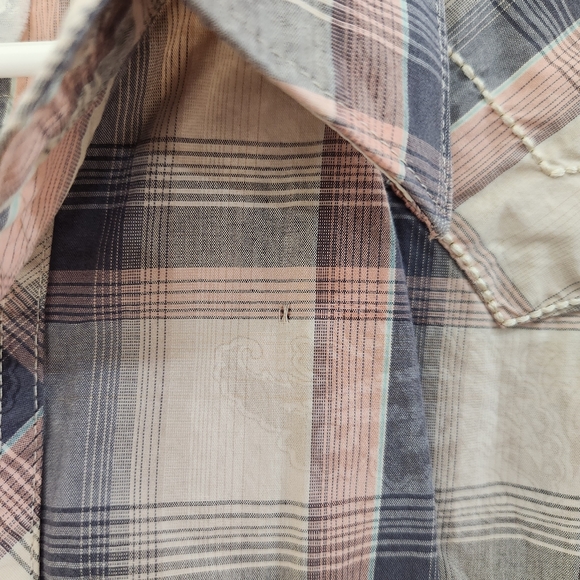 Wrangler Vintage Brush Popper Western Plaid Pearl Snap Shirt Mens Medium/Large - Picture 6 of 7